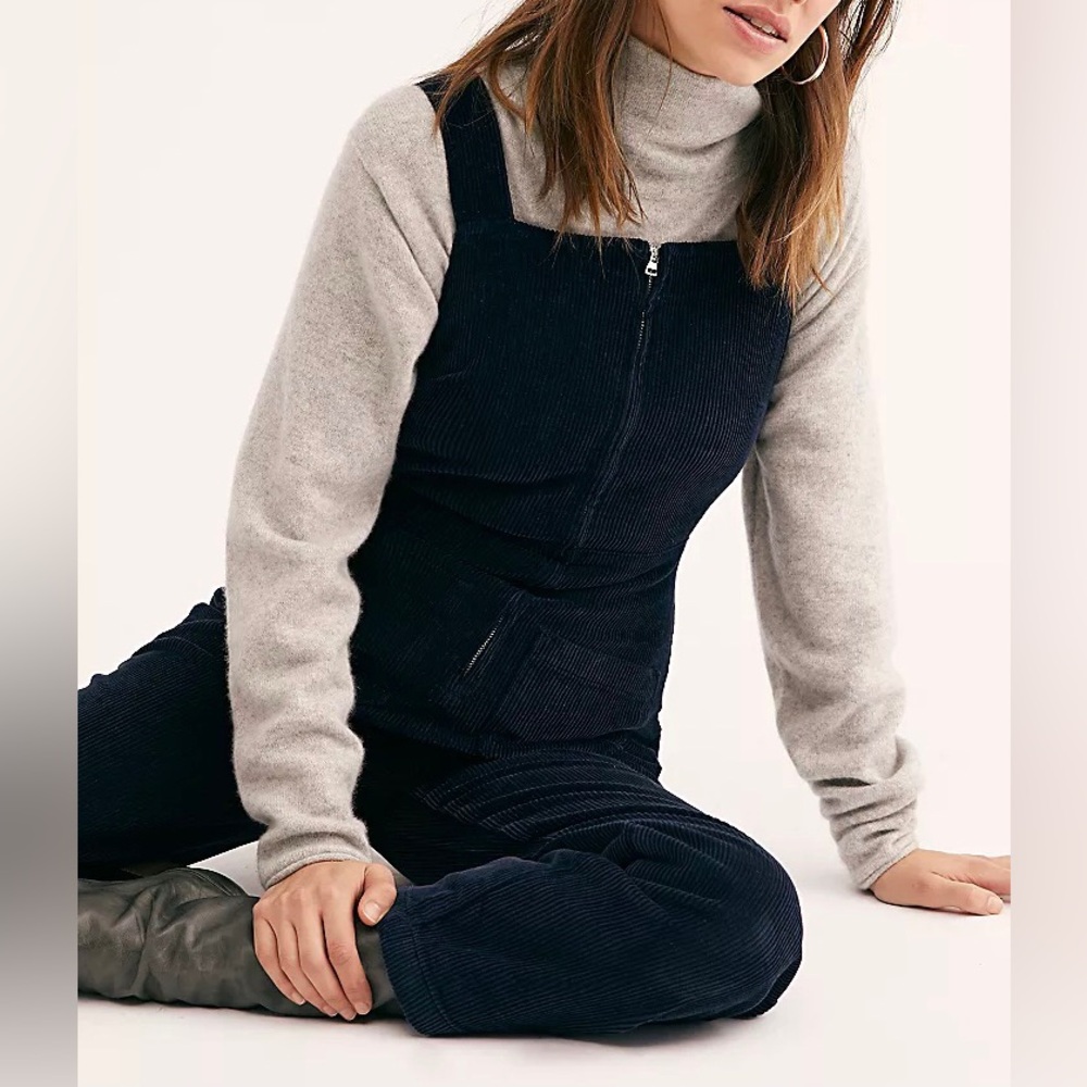 Free People Navy Corduroy Jumpsuit